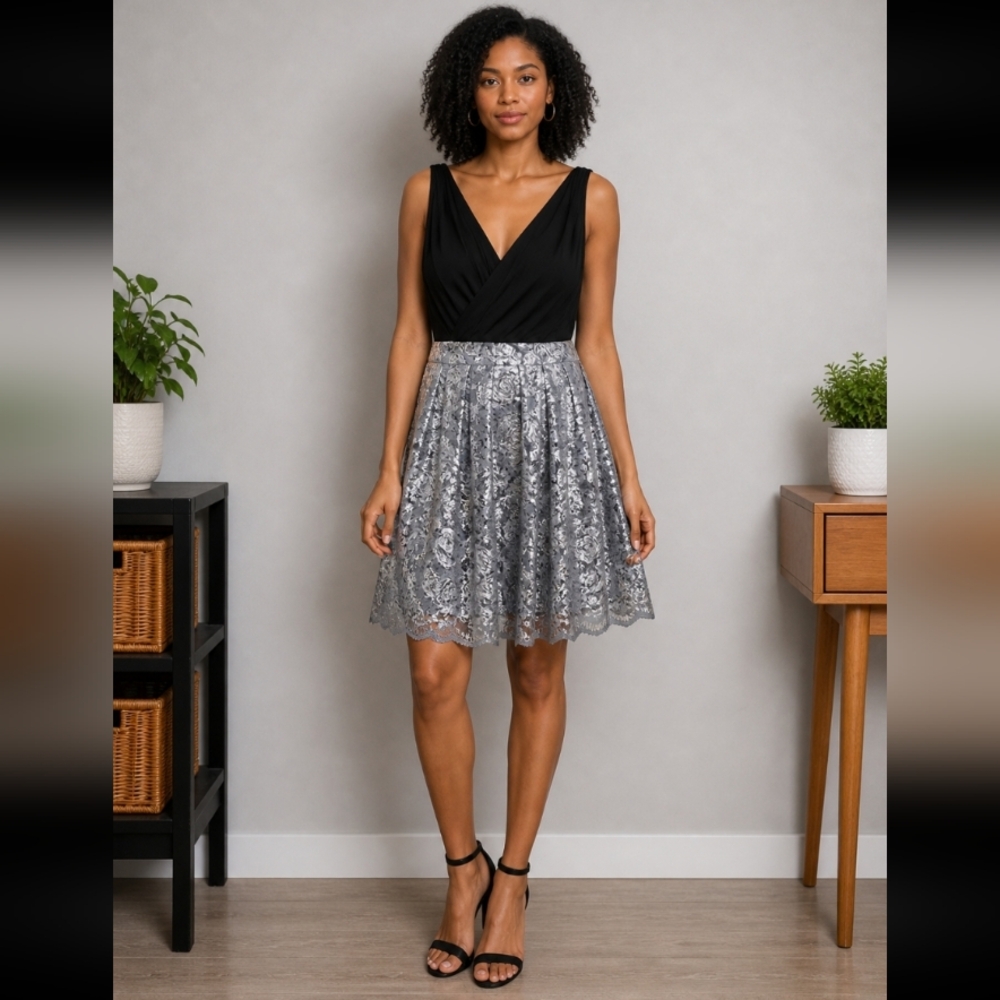 RM RICHARDS Sleeveless Sequin Floral Rosette Lace